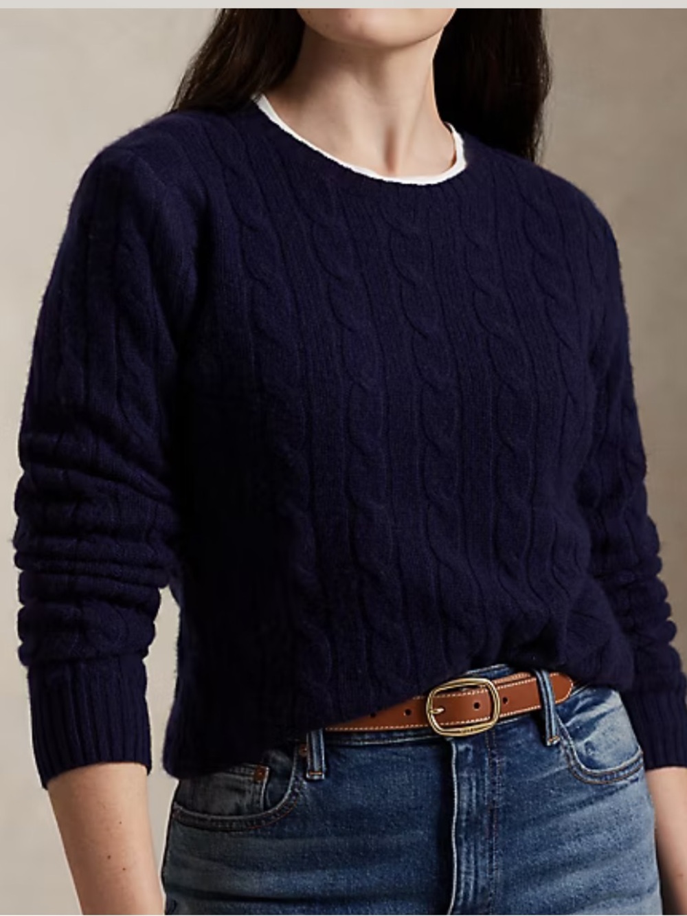 Polo by Ralph Lauren the Iconic Cashmere Cable Knit Sweater in Hunter Navy Med